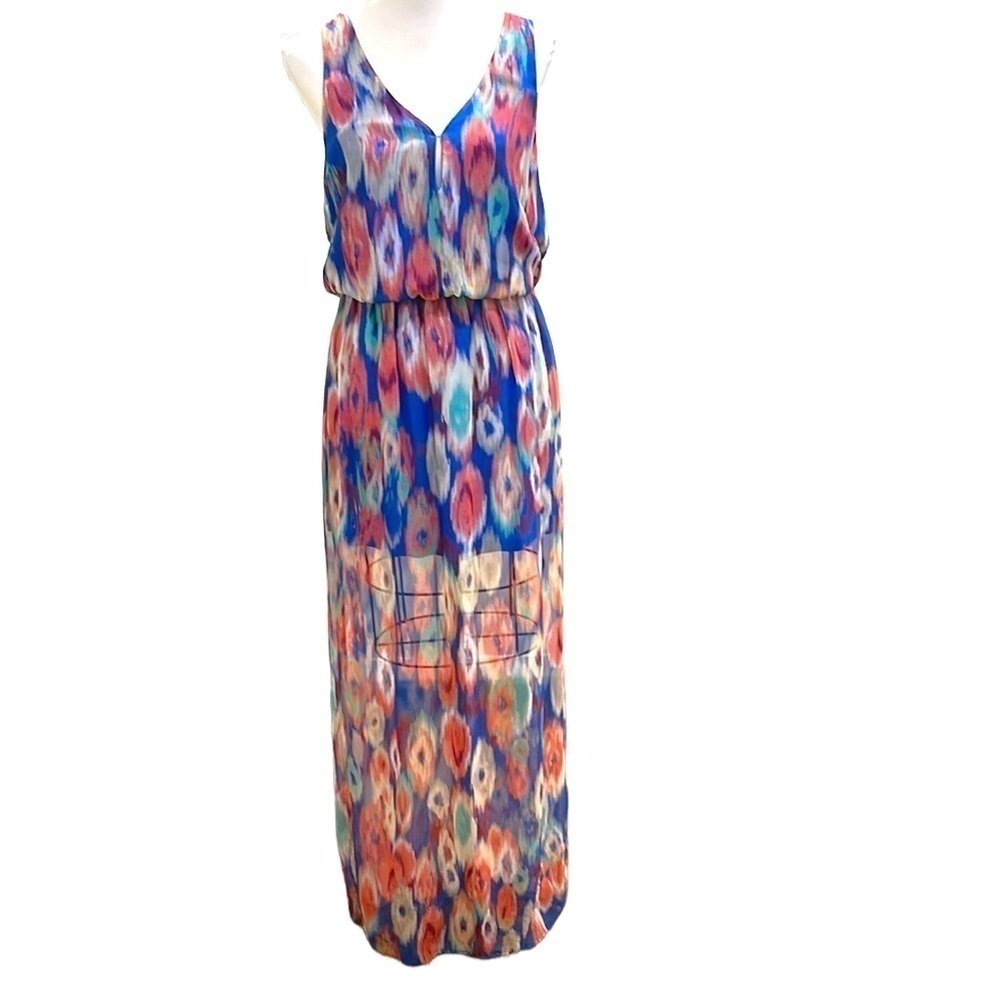 Rory Beca Double Vee Sheer Bottom Maxi Dress SZ M
